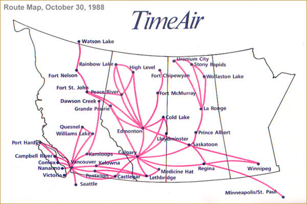 Time Air Route Map